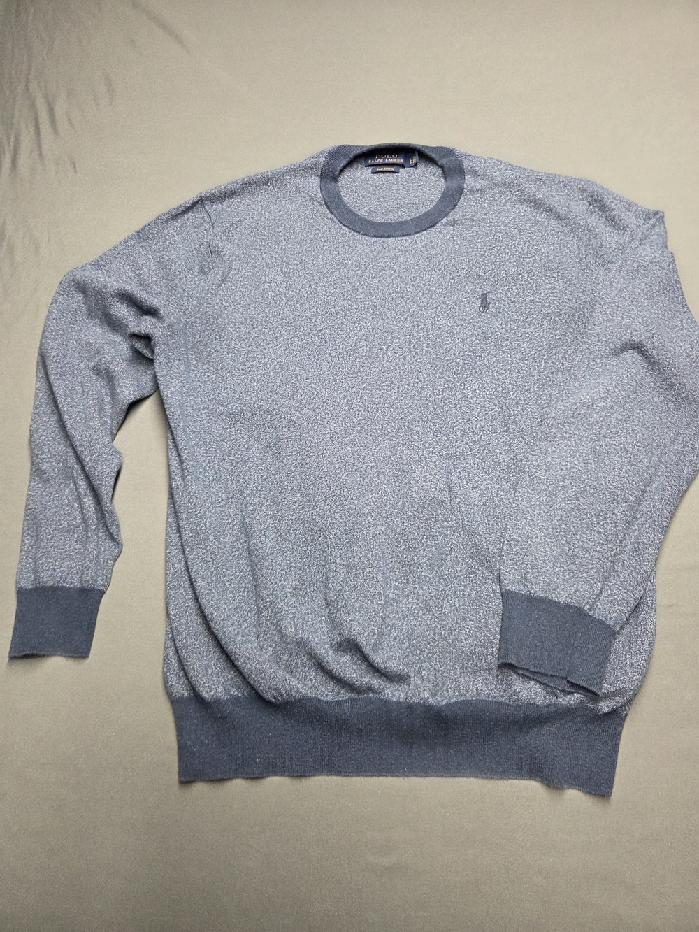 Polo Ralph Lauren Blue Heather Pima Cotton Knit Crewneck Sweater Men's Large L